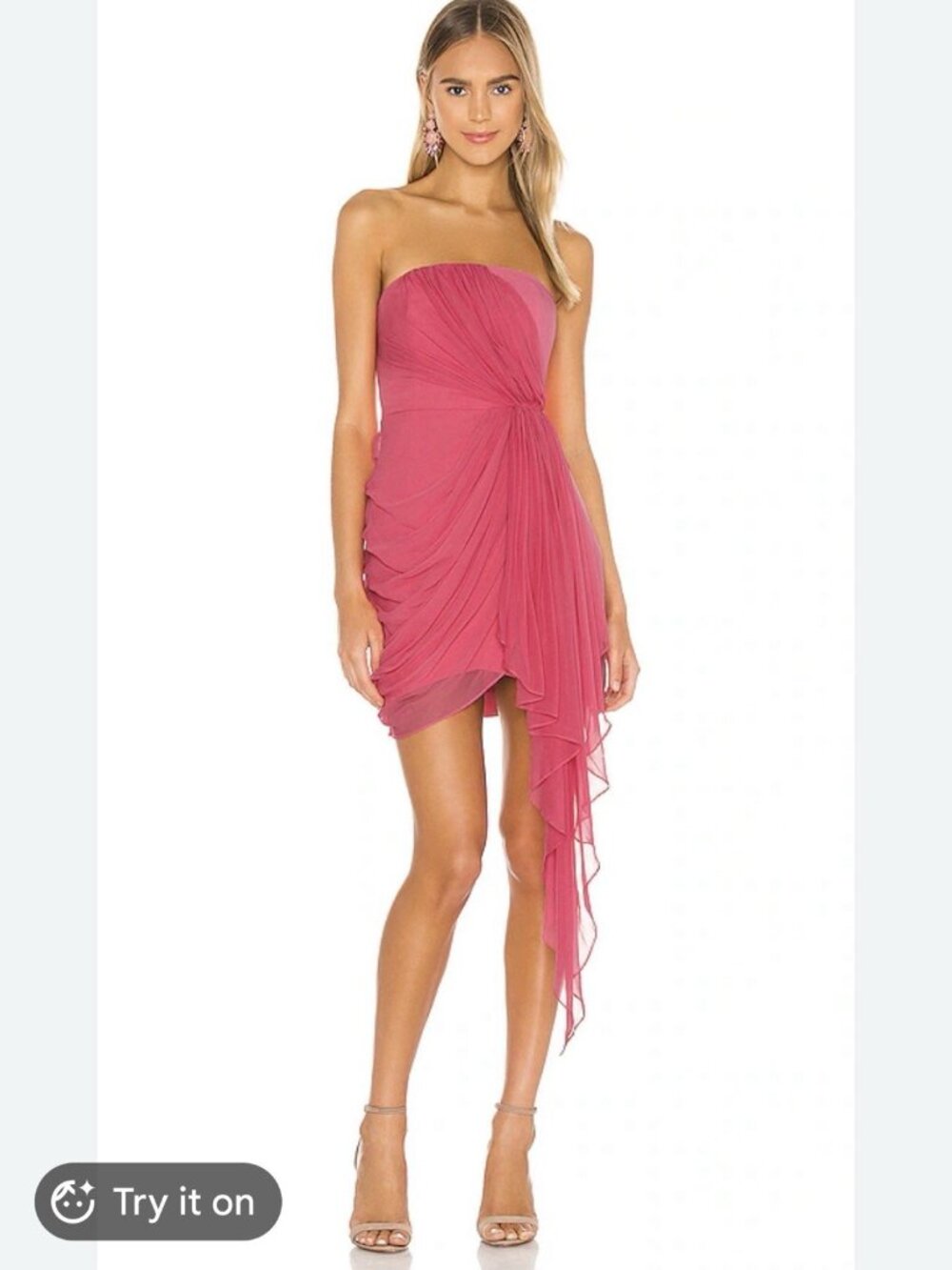 Cinq a Sept Yuki Dress Primrose Pink Draped Chiffon Pastel Party 12 $695
